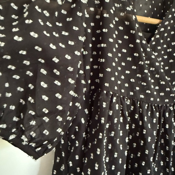 Zara Black and Silver Puff Sleeve V-Neck Sundress - Picture 3 of 5